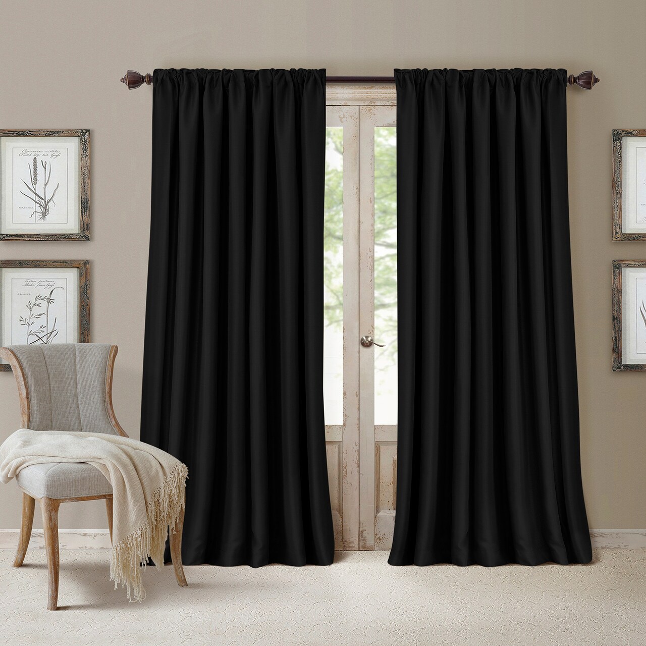 Threadmade Home All Seasons Blackout Window Curtain, Black - 52"W x 108"L